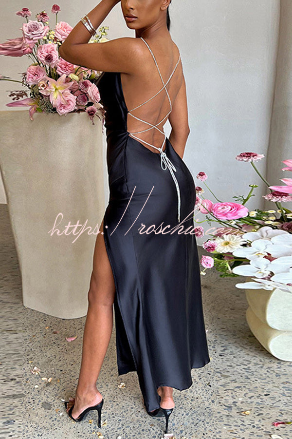 Backless Suspender High Slit Slim Maxi Dress