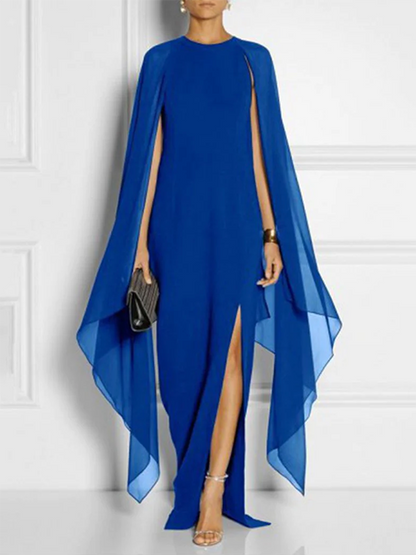 Loose Color Round-neck Maxi Dresses