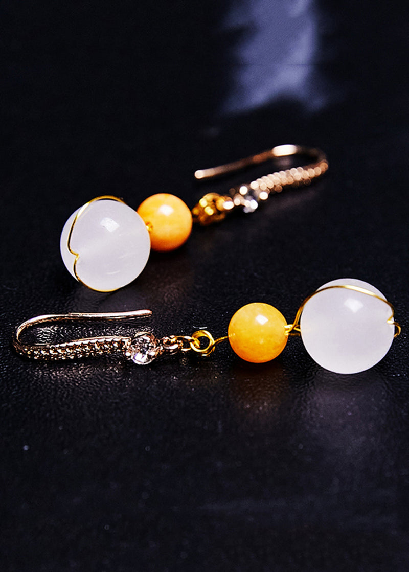 White Jade Connection Beeswax Drop Earrings