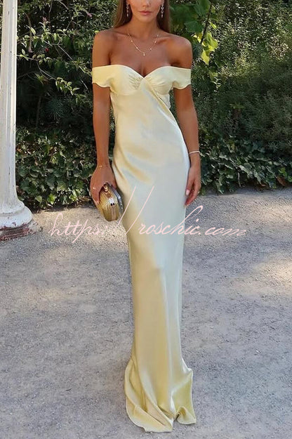 Color Off-shoulder Backless Slim Maxi Dress