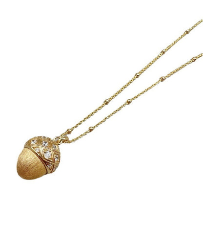 Gold Sterling Silver Overgild Zircon Pinecone Pendant Necklace