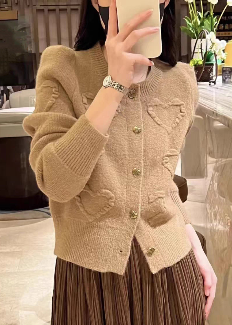 Red O Neck Button Knit Cardigan Fall Qx024
