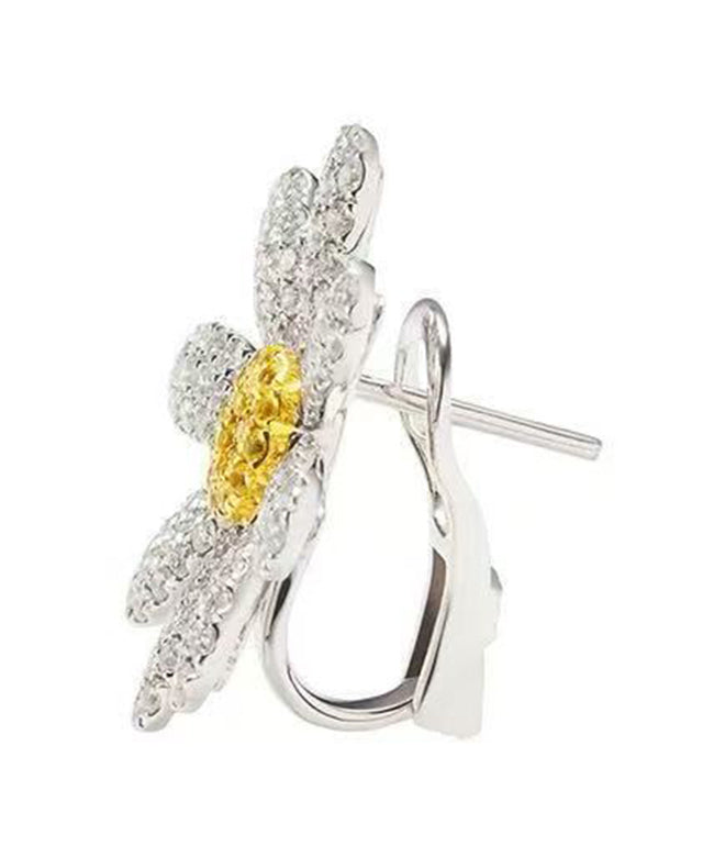 Copper Zircon Daisy Stud Earrings