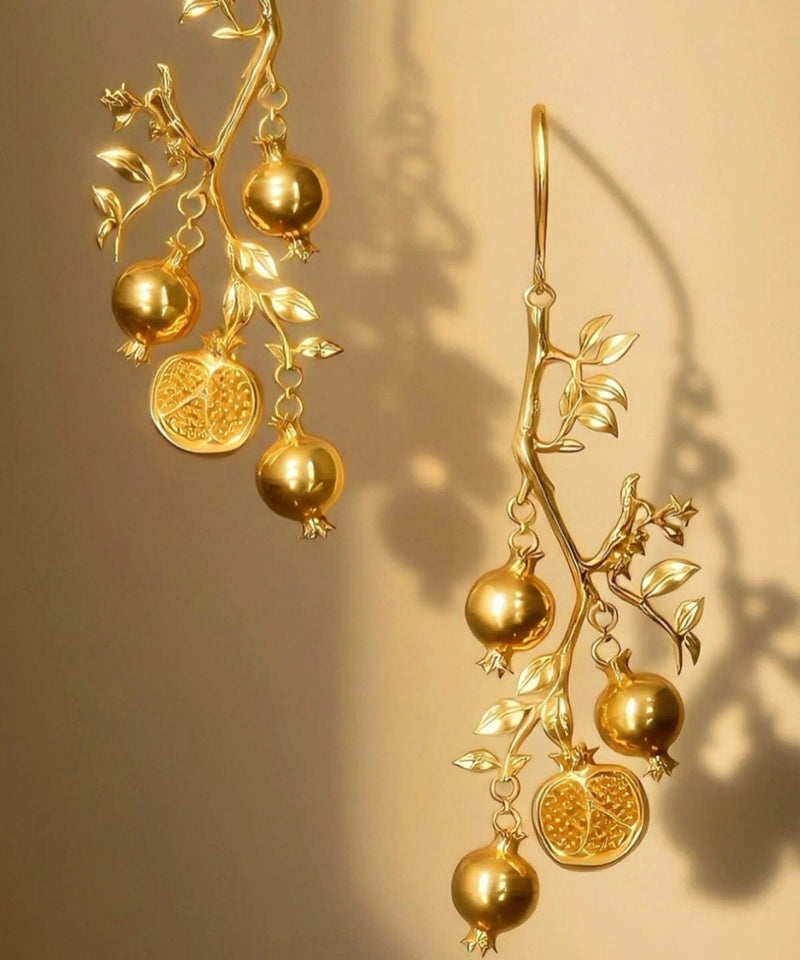 Diy Gold Copper Alloy Pomegranate Drop Earrings