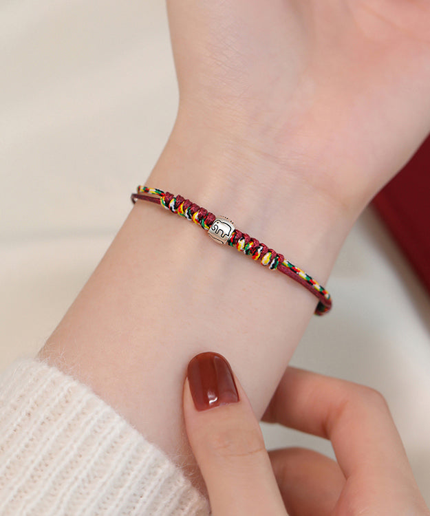 Red Sterling Silver Elephant Bracelet