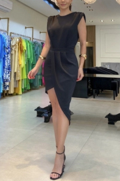 Asymmetric Pleated Mini Dress