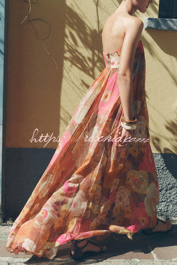 Shelia Print Off Shoulder A-line Maxi Dress