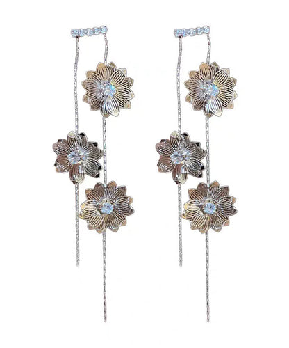 Skinny Silk Copper Zircon Tassel Drop Earrings