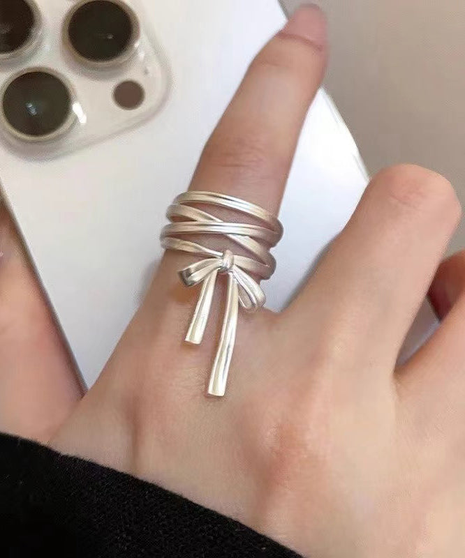 Diy Silk Sterling Silver Bow Silk Ribbon Rings