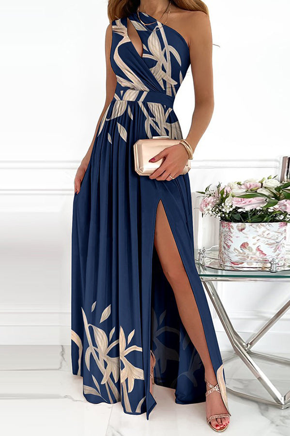 Jolie One Shoulder Cutout Slit Maxi Dress