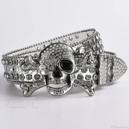 Rebellious Dark Skull Diamond Rhinestone Belt