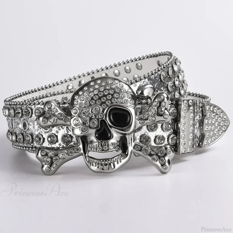 Rebellious Dark Skull Diamond Rhinestone Belt