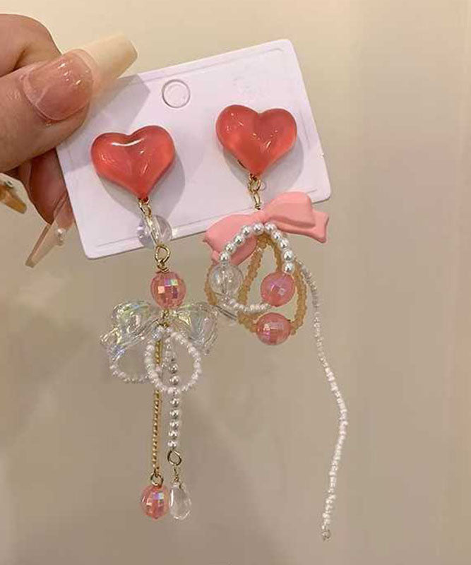 Red Alloy Acrylic Resin Coloured Glaze Tassel Drop Earrings