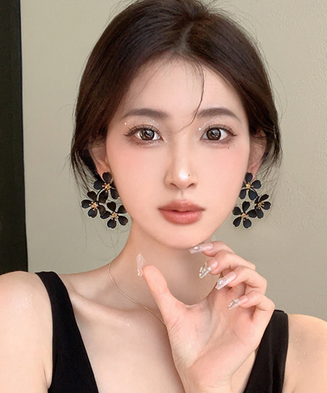 Oversize Black Sterling Silver Alloy Stud Earrings