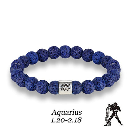 Handmade Lava Stone Zodiac Bracelet