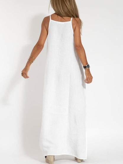 And Leisure Cotton and Linen Split Straps Maxi Dress
