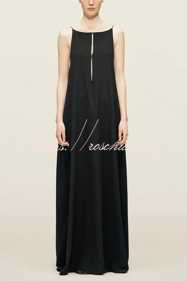 Satin Cutout Sling Backless Maxi Dress