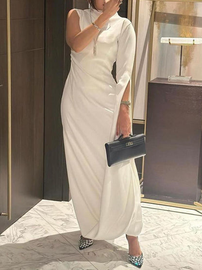 Color Split-side All-match Flying Sleeves Maxi Dresses