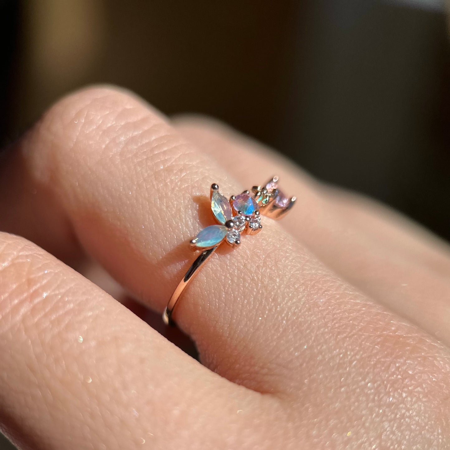 [] Freya Butterfly Ring in Rose Gold