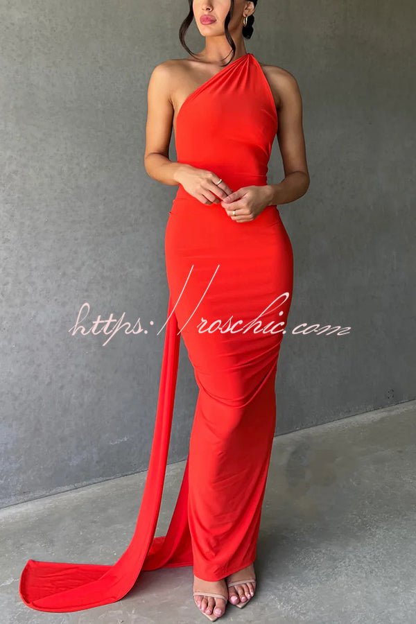 Backless Pleated Slim Color Sleeveless Maxi Dress