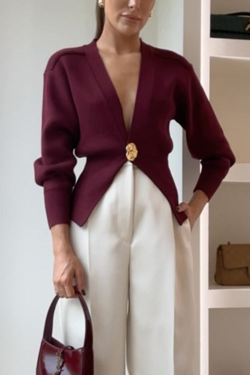 V Neck Button Up Sweater Cardigan