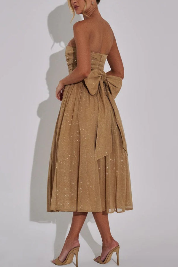 Off-shoulder Backless Bow Maxi Dress