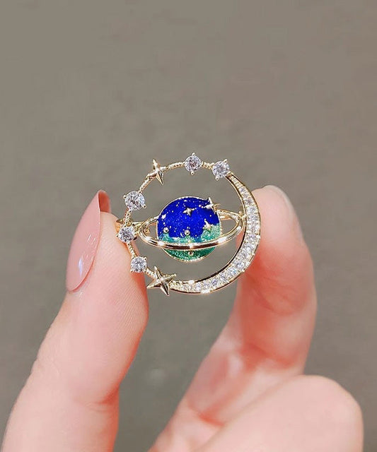 Blue Alloy Zircon Cosmic Planet Brooch