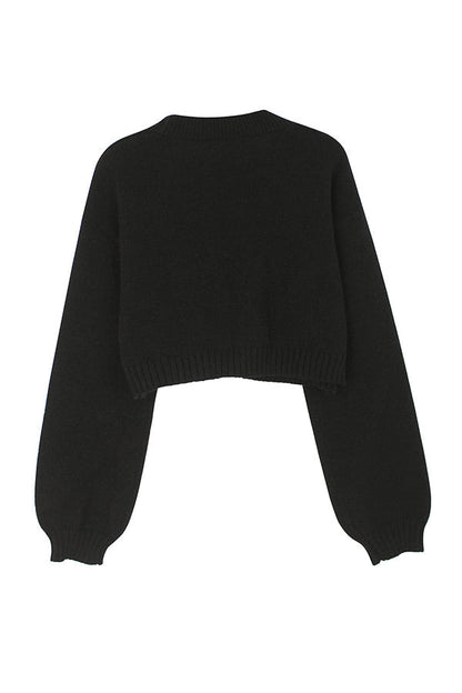 Fashionable Cookie Man Pattern Short Knitted Cardigan