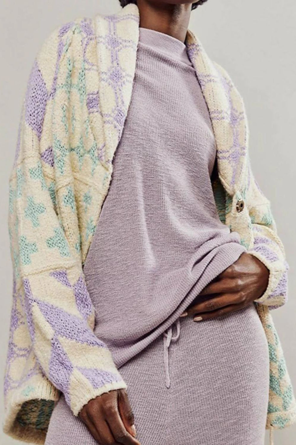 Abstract Y2k Loose Long Sleeve Knit Cardigan