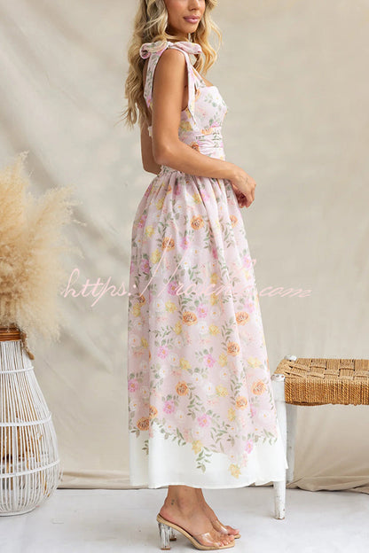 Print Suspenders Slim Maxi Dress