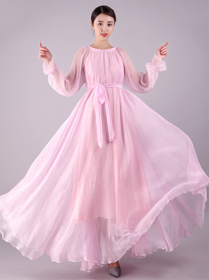Artistic Retro Loose Color Maxi Dress