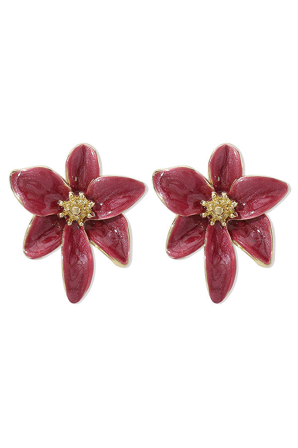 Colorful Enamel Flower Stud Earrings