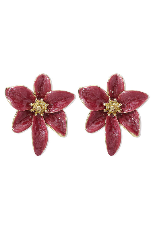 Colorful Enamel Flower Stud Earrings