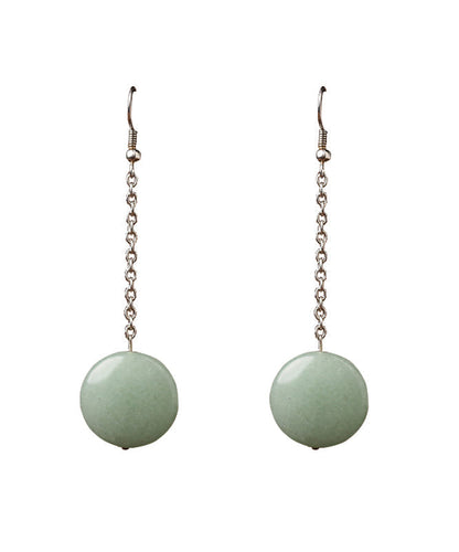 Retro Light Green Jade Drop Earrings