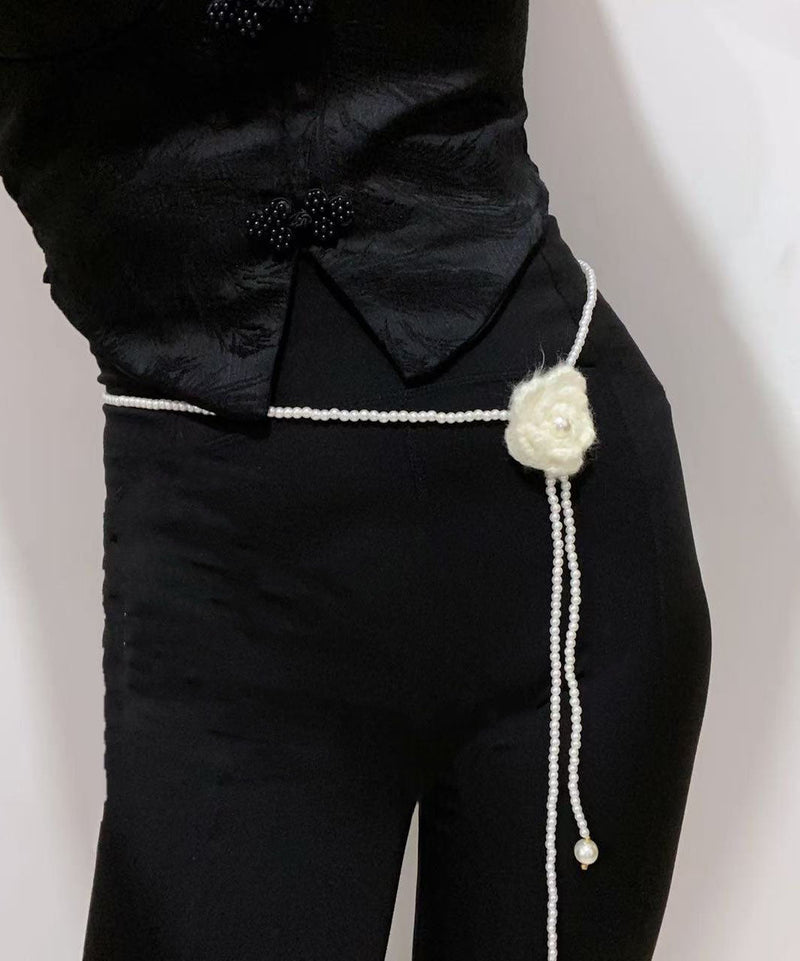Classy White Alloy Pearl Sweater Lariat Necklace