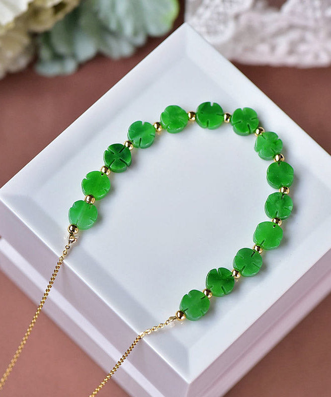 Diy Green 14k Gold Jade Dry Green Gratuated Bead Necklace