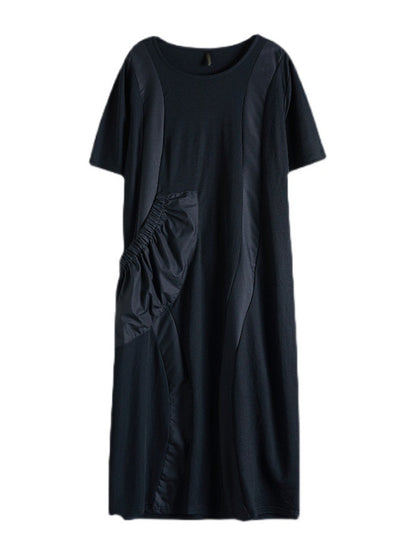 Simple Color Split-joint Midi Dress