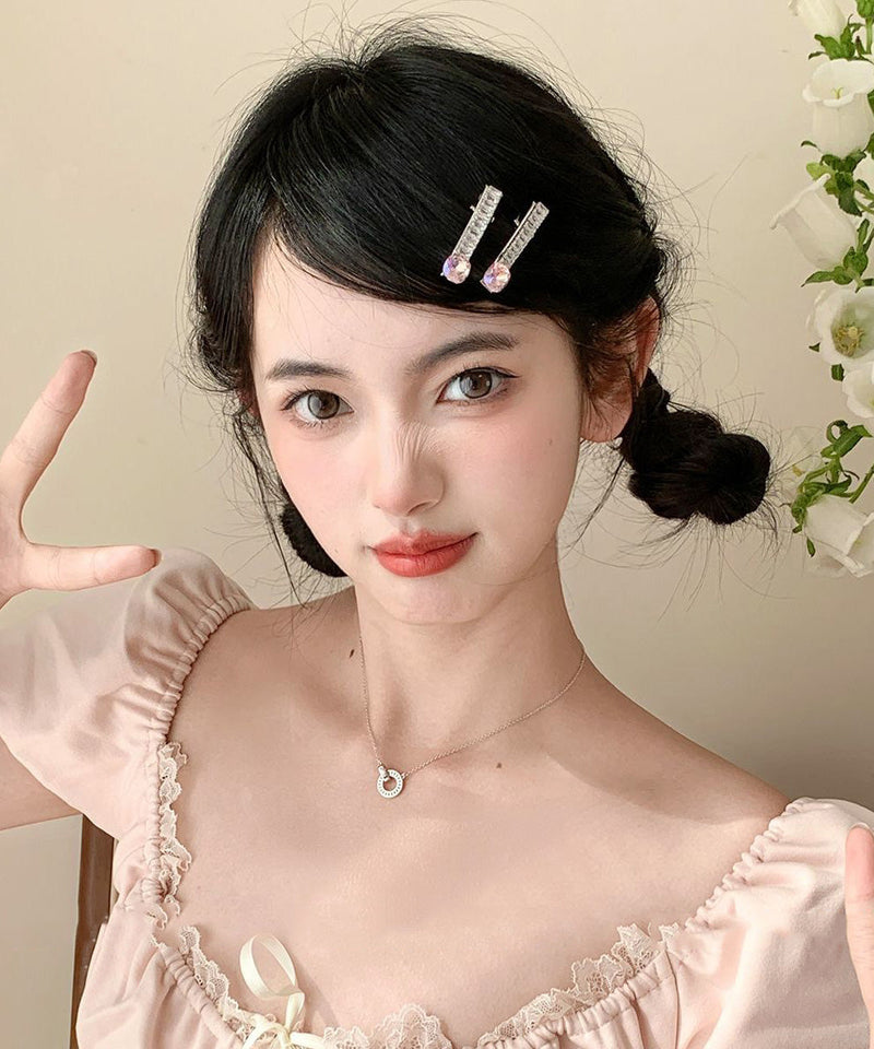 Pink Metal Zircon Crystal a Pair Hairpin