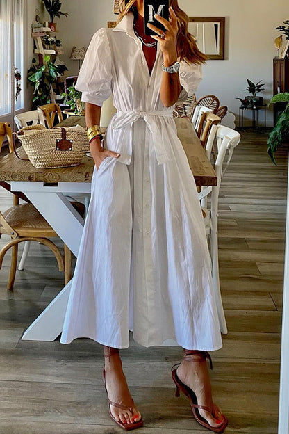 Stella Pocketed Shirt Midi Dress