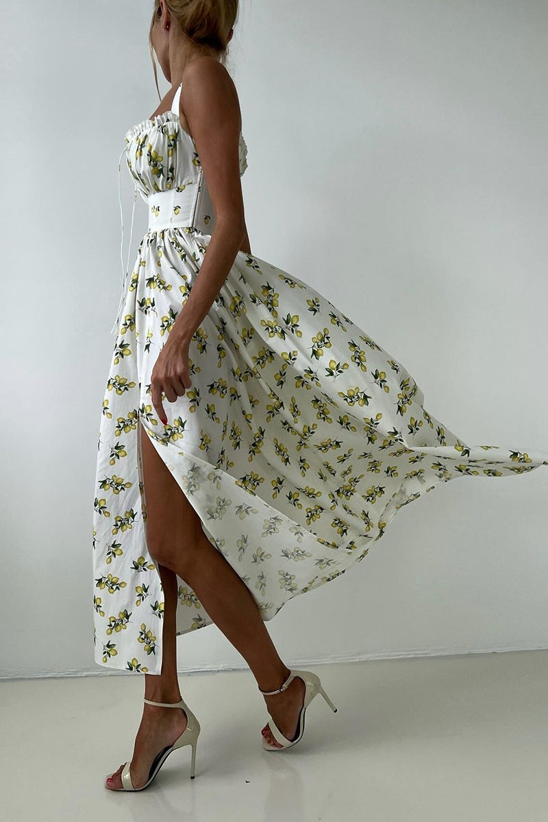 Cami Tie High Waist Slit Midi Dress