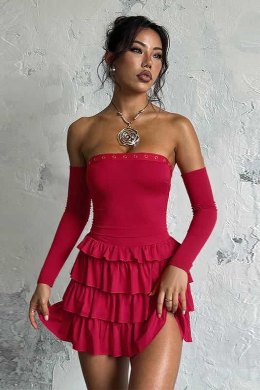 Long Sleeve Off Shoulder Mini Dress
