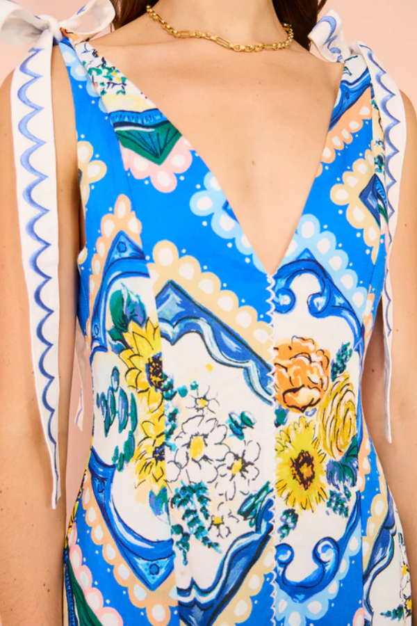 Tie Shoulder Maxi Dress in Azure