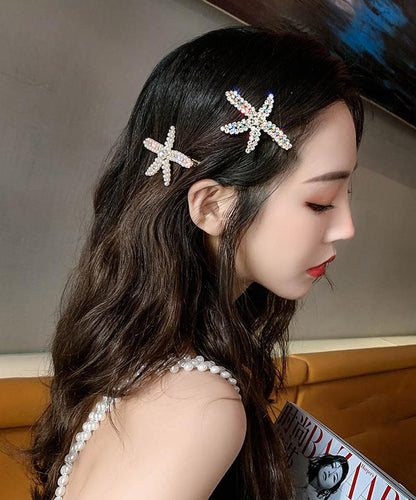 Alloy Zircon Pearl Starfish Two-piece Set Hairpin