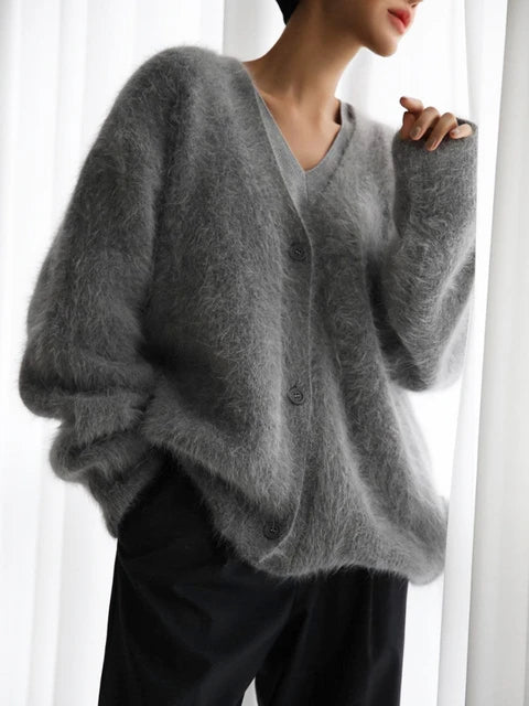 Knitted Cardigan V Nekc Loose Long Sleeve Sweater Female Autumn Winter New Cardigans