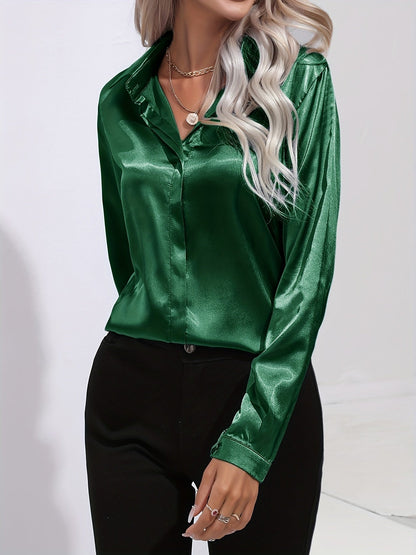 Sarah | ’s Button Down Long Sleeve Satin Blouses