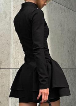 High-neck Ruffle Hem Mini Dress