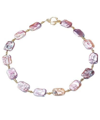 Purple Sterling Silver Overgild Pearl Pendant Necklace