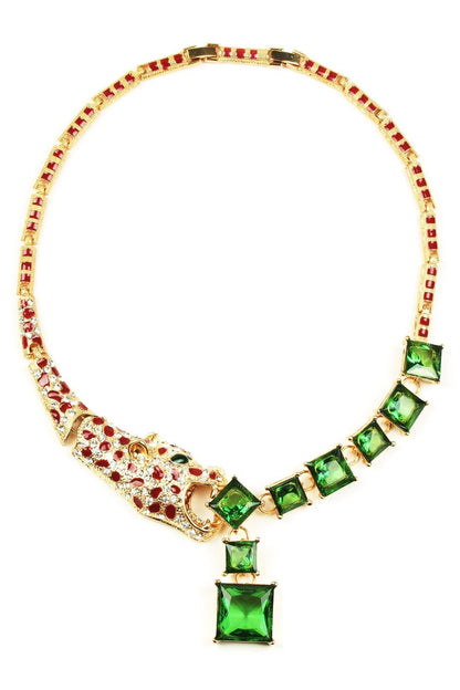 Lynx Necklace: Gold/green