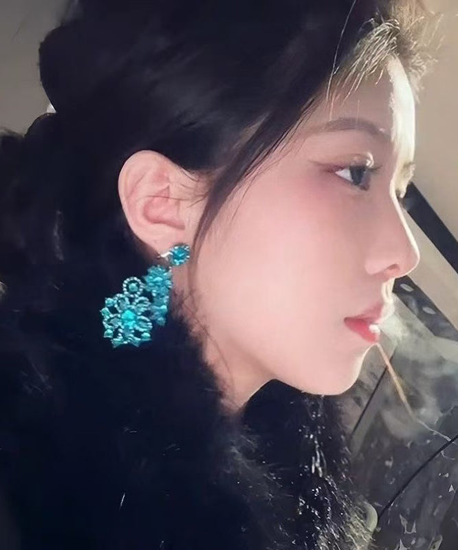 Blue Alloy Zircon Drop Earrings