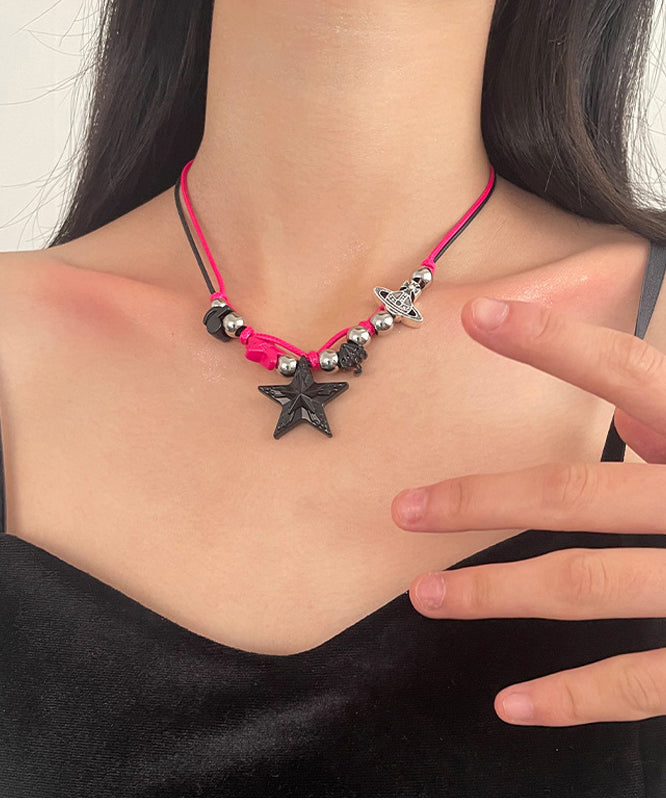 Colorblock Stainless Steel Alloy Star Pendant Necklace